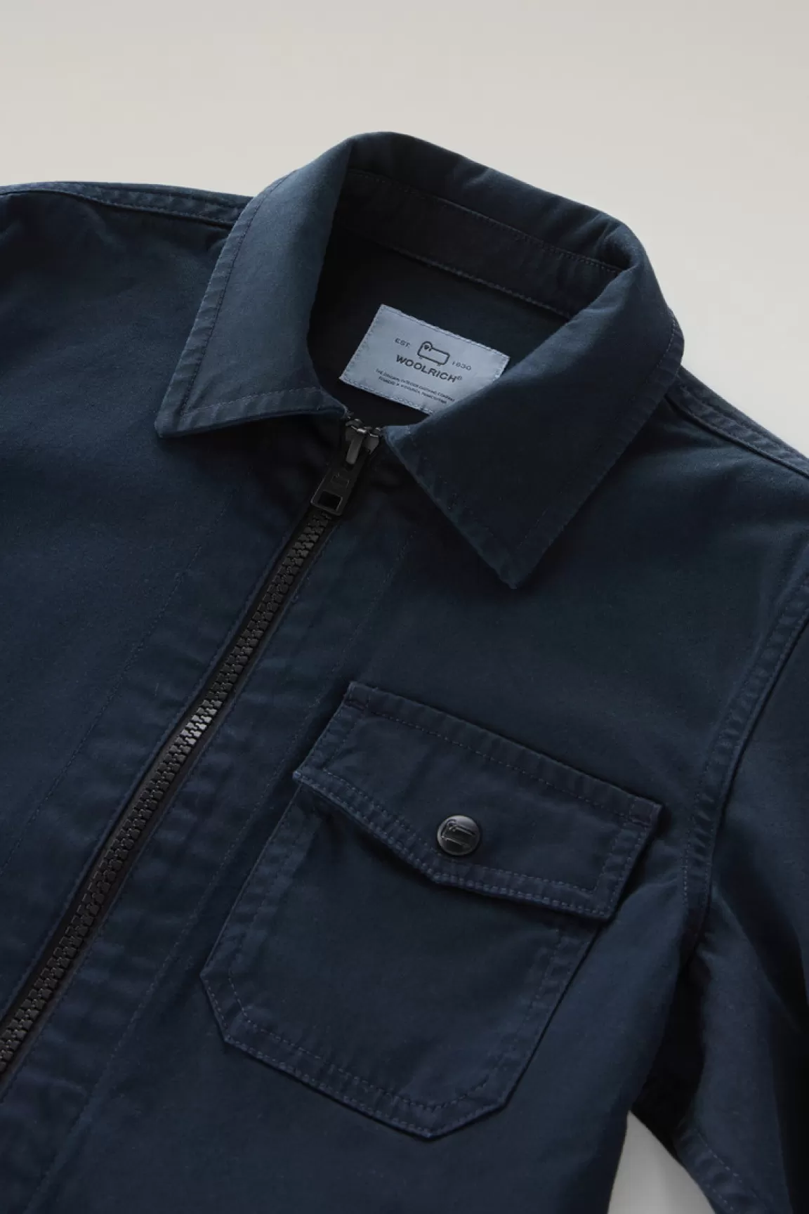 Bambino Woolrich Abbigliamento>Giacca A Camicia Da Bambino In Cotone Elasticizzato Tinta In Capo