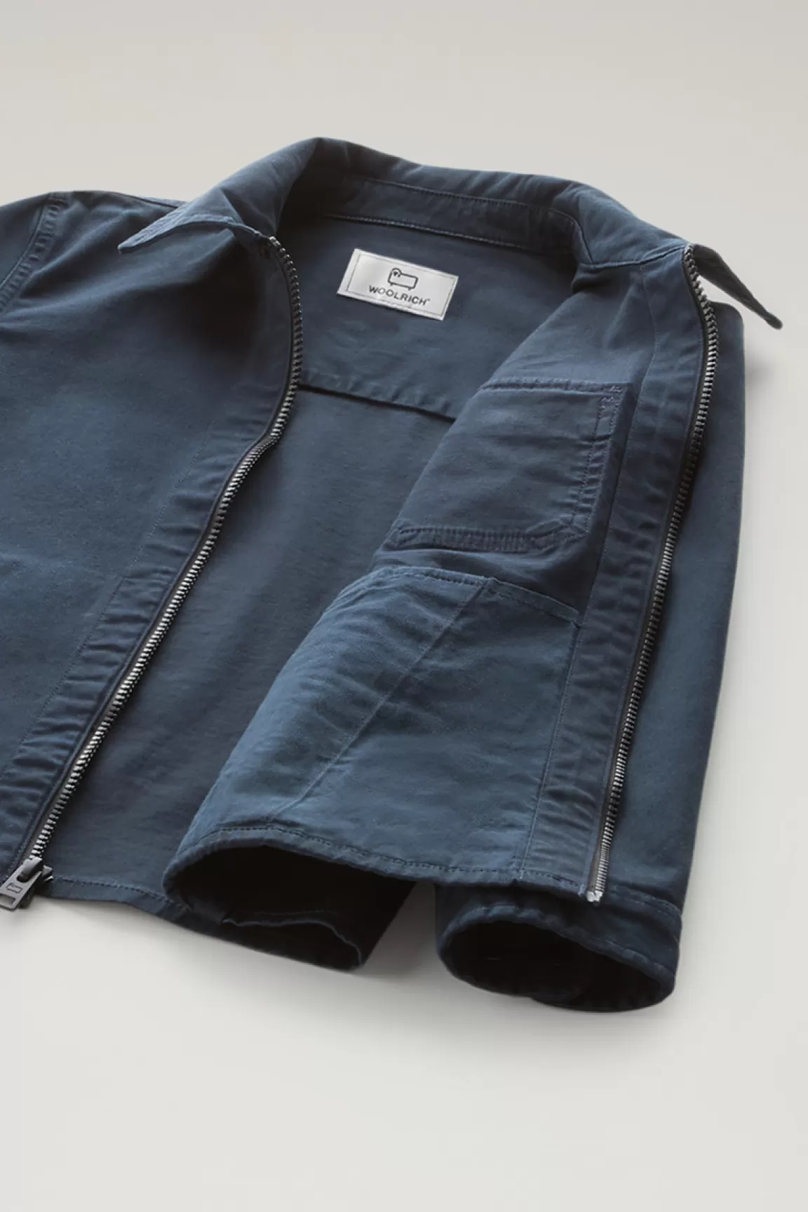 Bambino Woolrich Abbigliamento>Giacca A Camicia Da Bambino In Cotone Elasticizzato Tinta In Capo