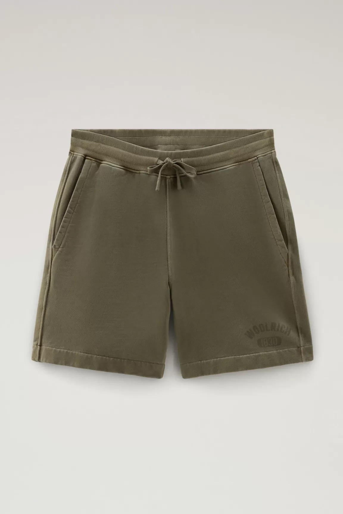 Uomo Woolrich Pantaloni e pantaloncini>Pantaloncini Sportivi Tinti In Capo In Puro Cotone Felpato